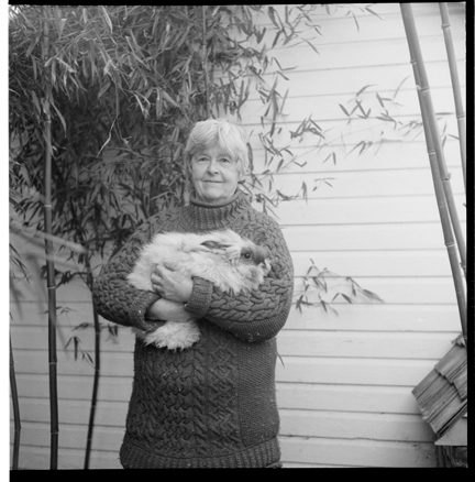 My mother with one of her rabbits