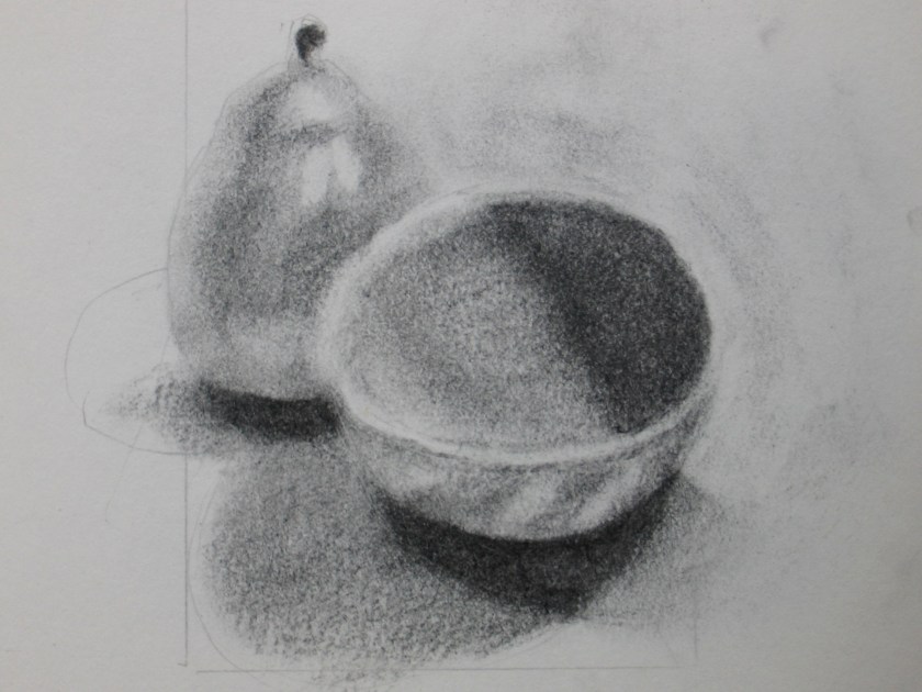 Still Life of Pear and Bowl #2
