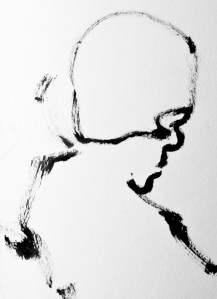 Profile of woman in a wheelchair.