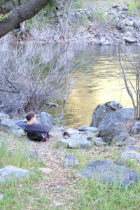 Soon it was time to get on the water. Jeff sitting by a quiet section of the Merced.