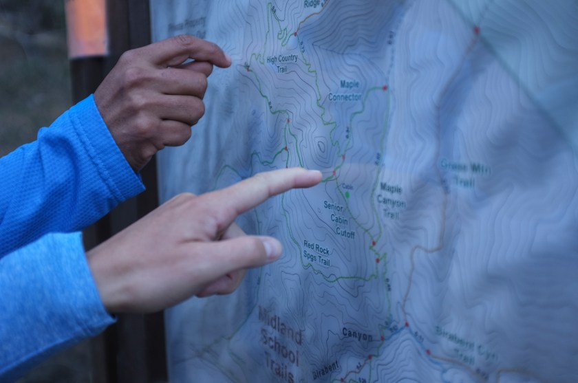 Deciding on our route. We settled in on Uli's Loop.